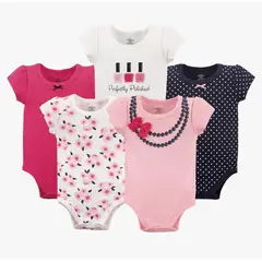 HUDSON - Bodies Mamelucos Algodon Para Bebe Niña Set 5 PCS HudsonBaby
