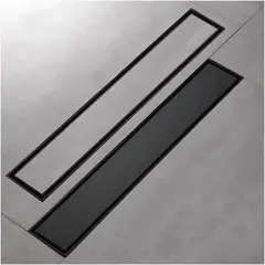 GENERICO - Rejilla Negra Rectangular Piso 40cmx10cm Panel Oculto Tames