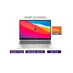 HP - PORTATIL RYZEN 7 7730U / RAM 16GB / SSD 1TB / PANTALLA 16" FHD