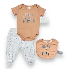 AMERICAN GENERICS - Conjunto 3PC Mikosye 100%Algodon Ropa Bebe Set De Bienvenida