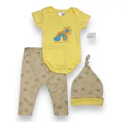AMERICAN GENERICS - Conjunto 3PC Mikosye 100%Algodon Ropa Bebe Set De Bienvenida