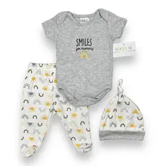 AMERICAN GENERICS - Conjunto 3PC Mikosye 100%Algodon Ropa Bebe Set De Bienvenida
