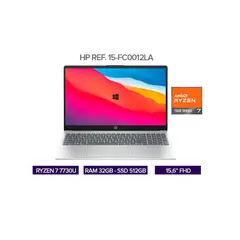 HP - PORTATIL RYZEN 7 7730U / RAM 32GB / SSD 512GB / PANTALLA 16" FHD