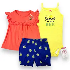 AMERICAN GENERICS - Conjunto 3PCS Ropa Para Bebe Niñ 100% Algodon Set Tedmimak