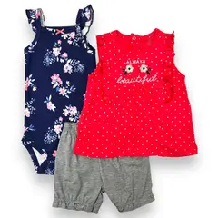 AMERICAN GENERICS - Conjunto 3PCS Ropa Para Bebe Niñ 100% Algodon Set Tedmimak
