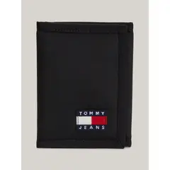 TOMMY HILFIGER - Billetera negra plegable en tres partes Essential