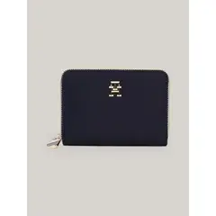 TOMMY HILFIGER - Billetera Azul Con Cremallera y Monograma TH