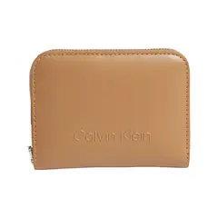 CALVIN KLEIN - Billetera beige con cremallera en el contorno con RFID