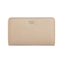 CALVIN KLEIN - Billetera beige bifold con monograma