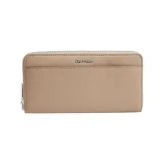 CALVIN KLEIN - Billetera beige con cremallera en el contorno con RFID