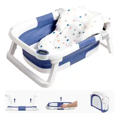MUNDO BEBE - Bañera Inteligente para Bebés Plegable y con Desagüe azul