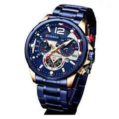 CURREN - RELOJ ORIGINAL ACERO CRONOGRAFO M8395 AZUL COBRIZO