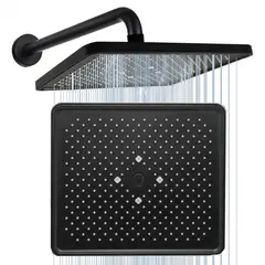 GENERICO - Ducha Anticalcarea Abs Negra Lluvia Zafiro Kit Con Tubo