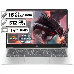 HP - PORTATIL RYZEN 5 7520U 16GB RAM LPDDR5 512GB SSD 14" FHD SILVER