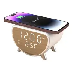 AMERICAN GENERICS - Reloj Despertador Digital JQ-07 Con Cargador Inalambrico Termometro