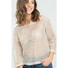 RAGGED - Blusa tejida brillo Plateado Ragged.