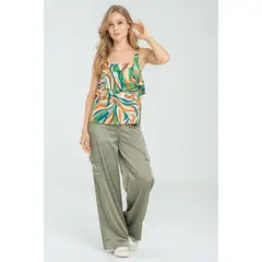 RAGGED - Pantalon cargo satin Verde militar