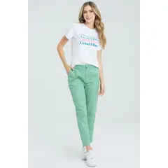 RAGGED - Pantalon paper bag drill Verde marino