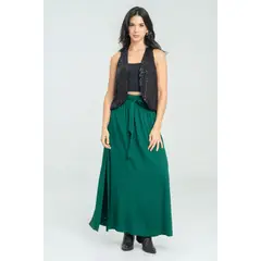 RAGGED - Falda larga chleo Verde oscuro