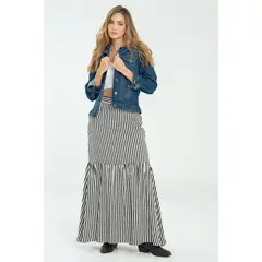 RAGGED - Falda rayas Negro