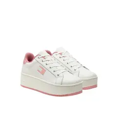 TOMMY HILFIGER - Tenis rosa de plataforma de cuero Essential