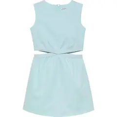 CALVIN KLEIN - Vestido azul minimalista sin mangas con logo tape para niña