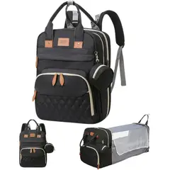 MILOPTS - Morral Pañalera Portatil Bebe Cuna Cambiador Impermeable