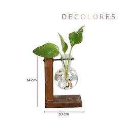 GENERICO - Florero Flotante de Madera Terrario de Vidrio