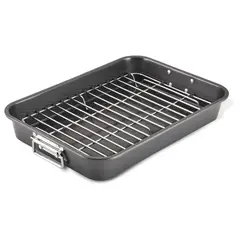 FARBERWARE - Bandeja Rostizadora con parrilla plana 279cmx381cm Gris