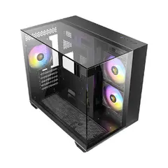 GENERICO - Chasis Antec Cx600m Trio Vidrio Templado + 3 Argb Negro