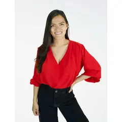 MOLGOA - Blusa para Mujer Escote V Manga Larga - The Horizon