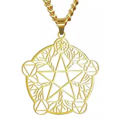GENERICO - Collar con Colgante de Pentagrama Árbol de la Vida en Acero
