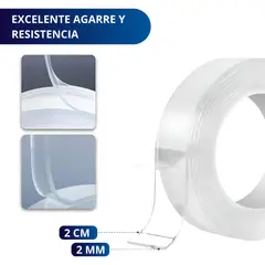 SKY - Cinta Doble Faz Siliconada Lavable Transparente X 5 Metros