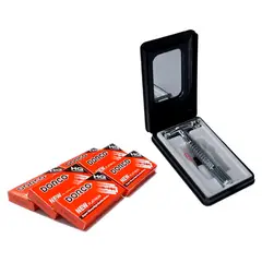 VITTORIA - Máquina Afeitar Barbera Clásica Estuche + 30 Cuchillas Dorco Negro