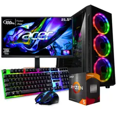 AMD - Torre Gamer Ryzen 5 4600g Vega 7 Ssd 512gb Mem 16gb Led 22" FHD Pc