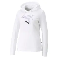 PUMA - Hoodie Saco Marca Ess+ Logo Power Original Blanco Mujer