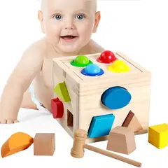 GENERICO - Juego Madera Montessori Cubo Encajar Figuras Didácticos Bebe