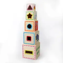 GENERICO - Set de 5 Cubos Madera Apilar Encajables Didactico Bebes