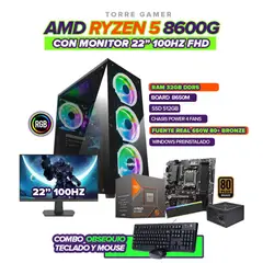 AMD - PC GAMER RYZEN 5 8600G MONITOR 22 100HZ / RAM 32GB DDR5 / SSD 512GB / B650M