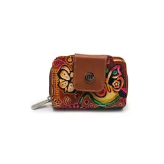 MACOLY - Billetera Mini 049 cuero tala miel mariposas