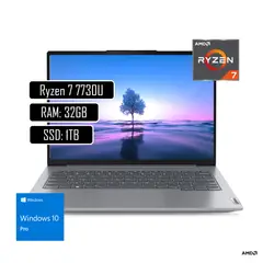 LENOVO - PORTATIL THINKBOOK AMD RYZEN 7 7730U - Ram 32GB - 1Tera SSD - WIN 11 PRO 14"