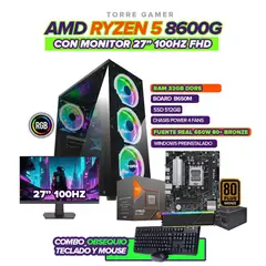 AMD - PC GAMER RYZEN 5 8600G / RAM 32GB / SSD 512GB / B650 / 650W 80+ / MONITOR 27" FHD