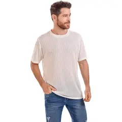 FG STORE - Camiseta Hombre Tejida Blanca