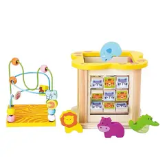 GENERICO - Cubo Laberinto Encajar Madera Reloj Montessori Bebes