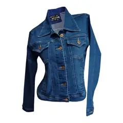 MODA EN CIRCUITO - Chaqueta En Jean Para Mujer AZUL MEDIO
