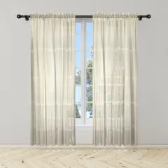 ADVANCE - Cortina Beige Rayada en Velo Muselina 3 mts x 2.10 mts Dividido