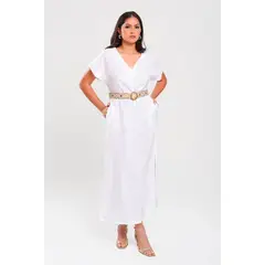 RAGTEX - VESTIDO LARGO CASUAL DE MUJER BLANCO R-2002