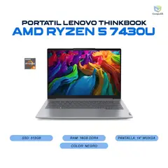LENOVO - Portatil ThinkBook AMD Ryzen 5 7430U 16GB DDR4 512GB SSD - 14 G6 ABP