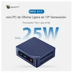 BEELINK - Mini Pc Mini S13 Procesador N150 36Ghz de 500GB