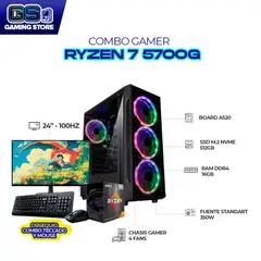 AMD - PC GAMER RYZEN 7 5700G 24" FHD 100HZ / 16GB SSD 512GB BOARD A520